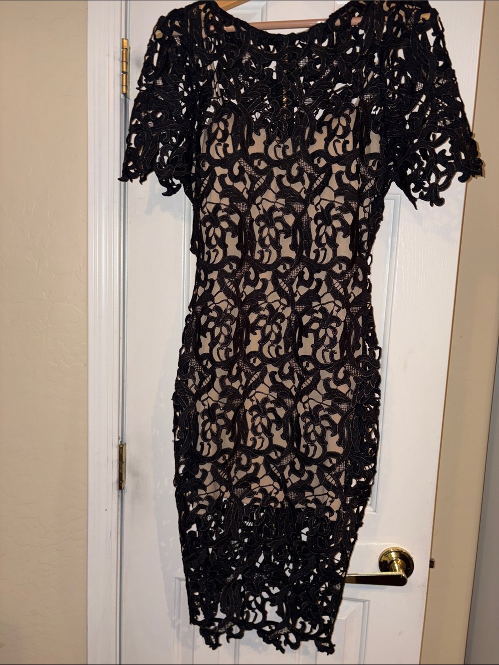 Va Va Voom Black Nude Lace Sheath Dress